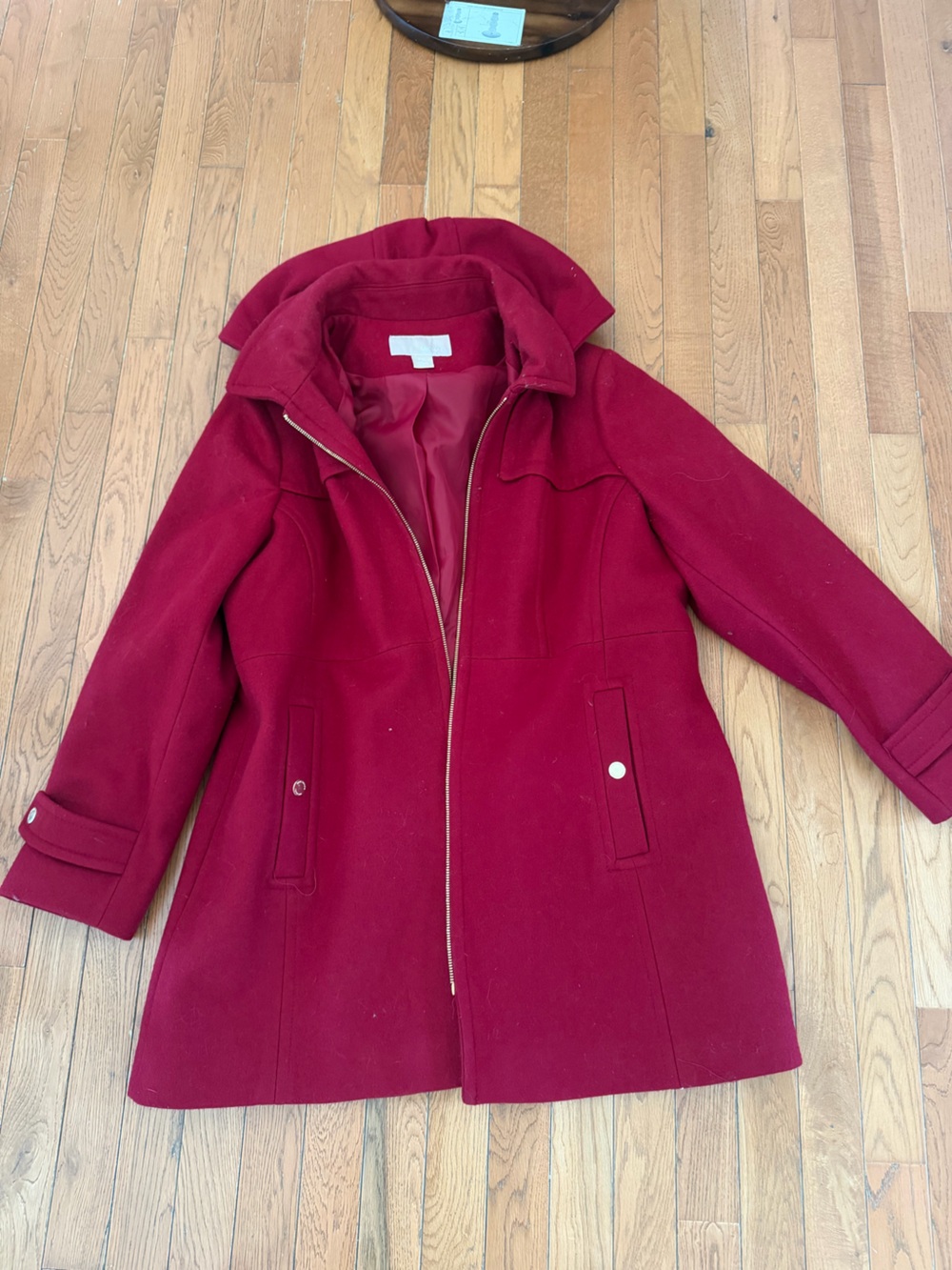 Michael Kors Red Wool Blend Zip-Front Coat